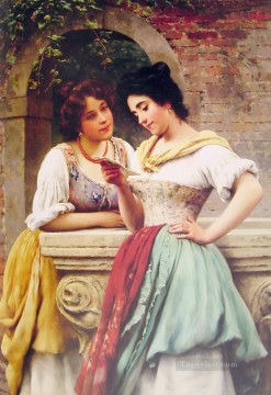  red Oil Painting - Shared Correspondance lady Eugene de Blaas
